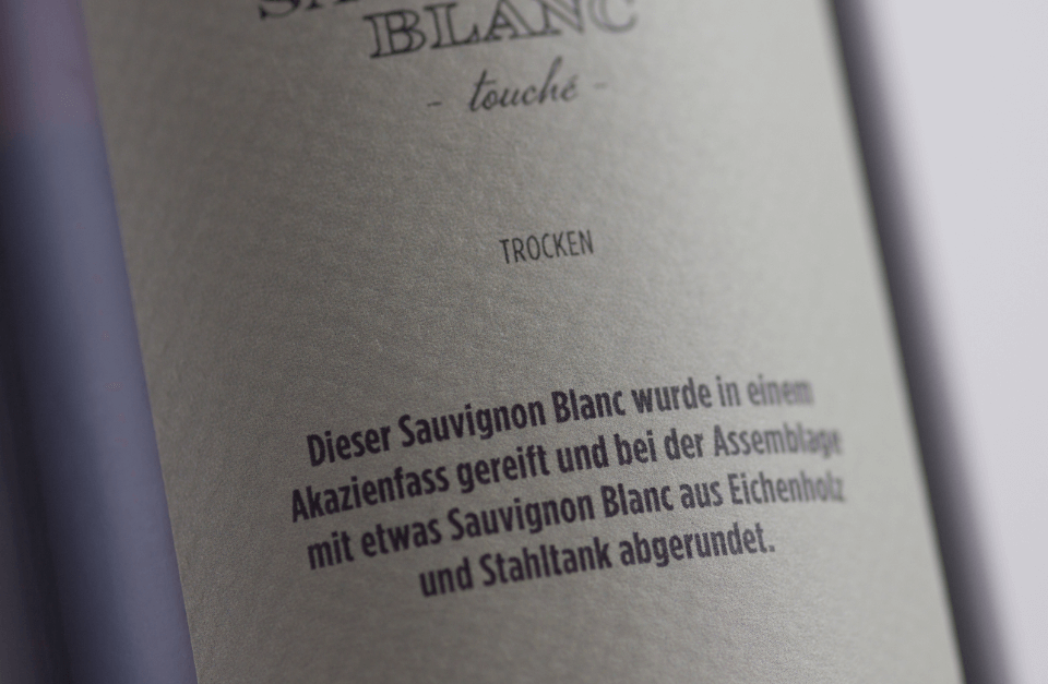Sauvignon Blanc touché Etikettendetails
